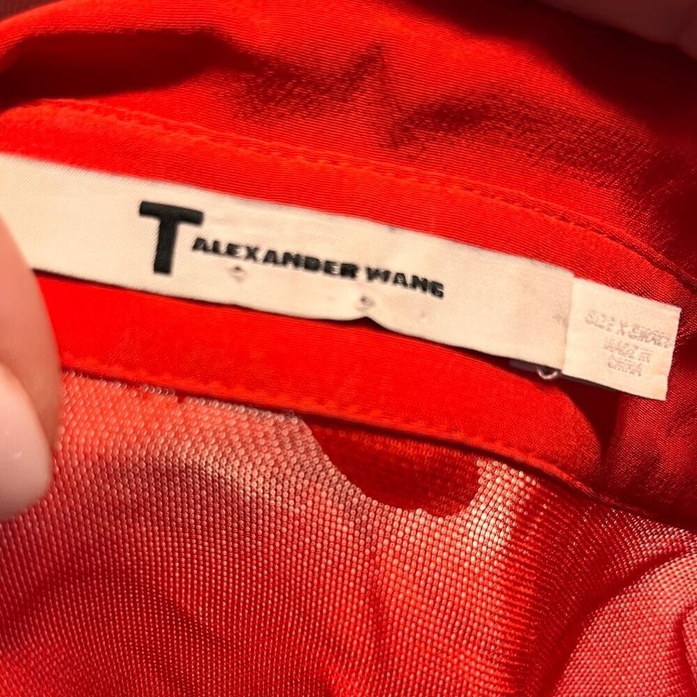 T by Alexander Wang Red Sheer Silk Shirt Dress XS - Picture 6 of 9